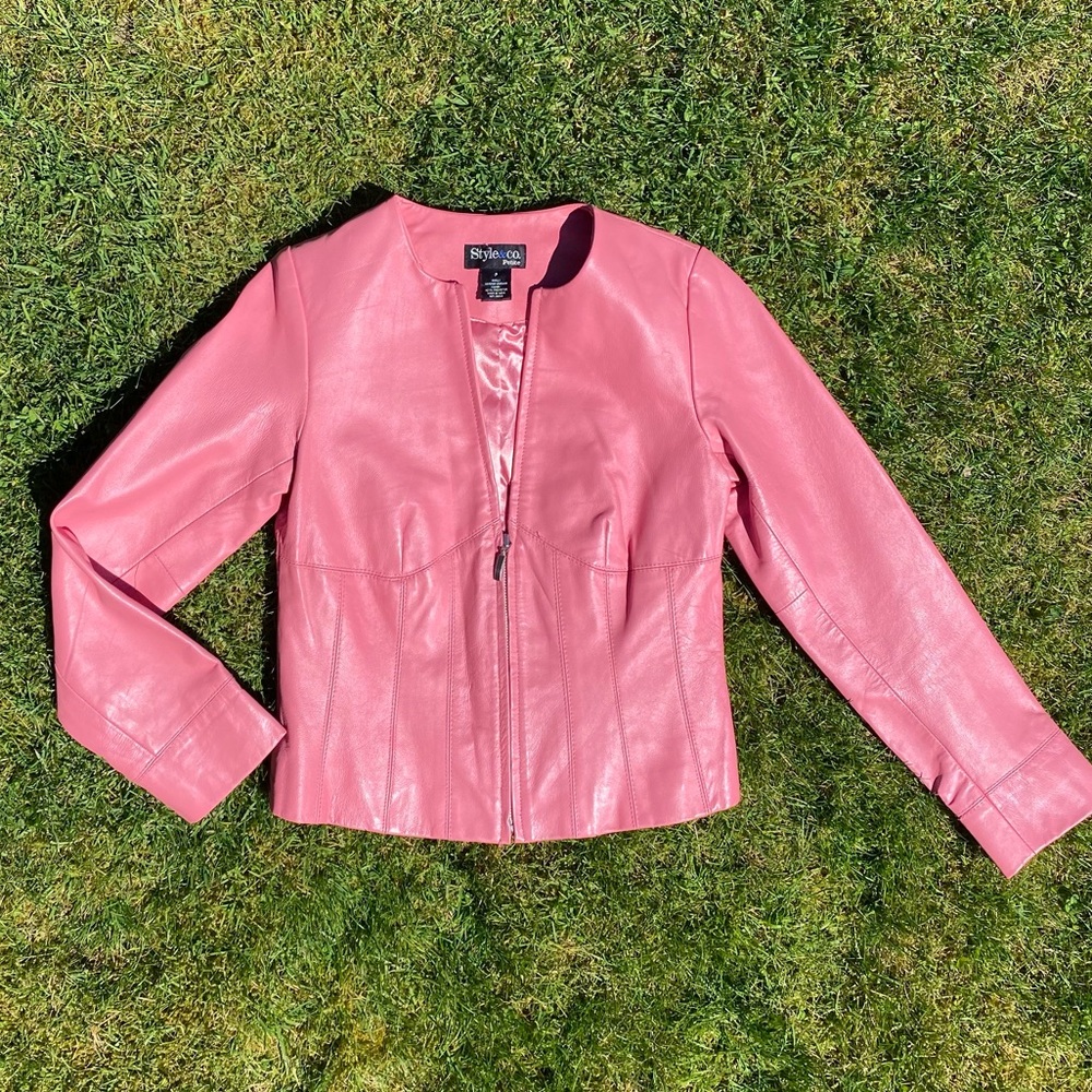 Pink y2k leather jacket